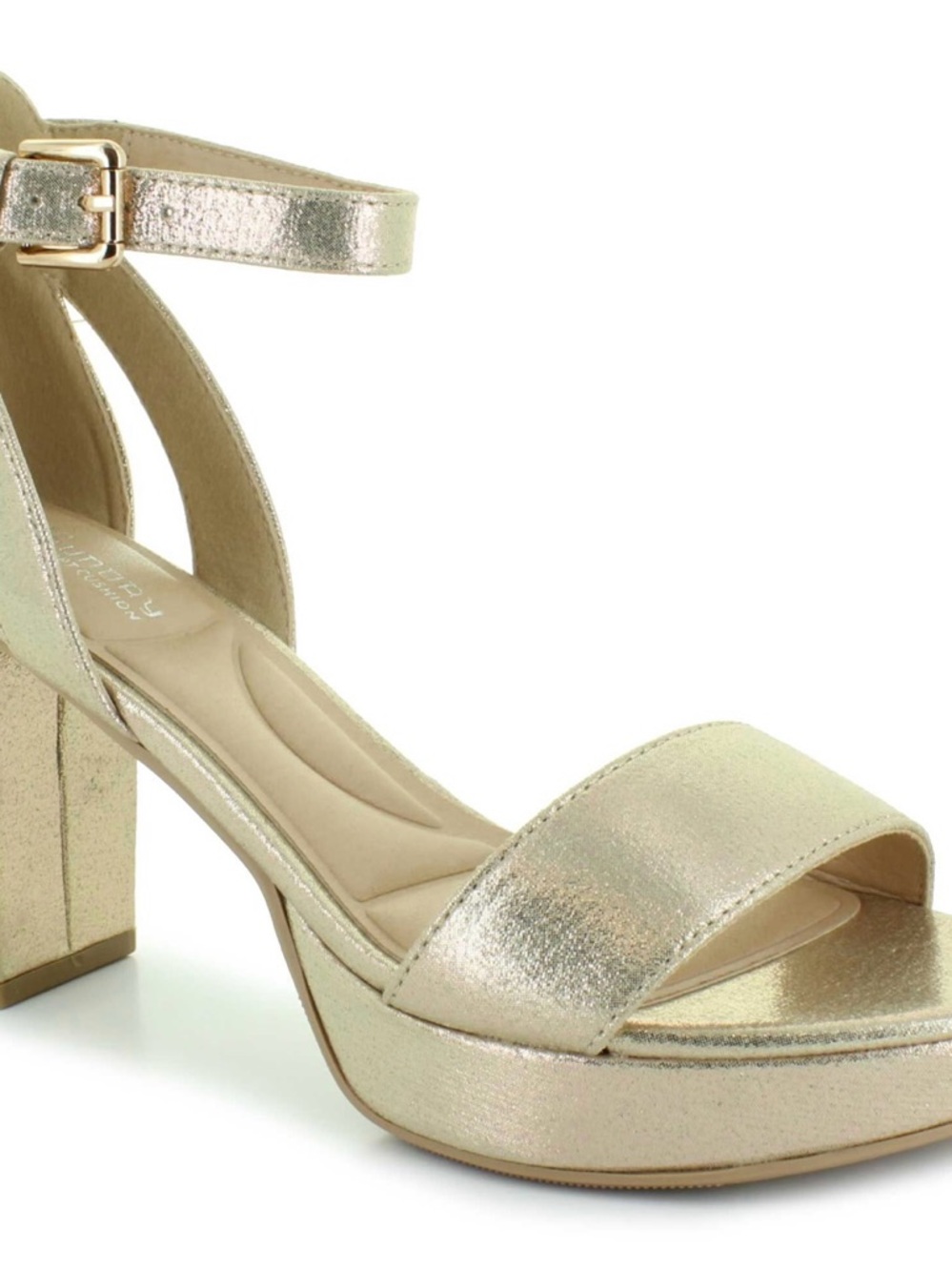 Gigi CL by Laundry Gold Metallic Block Heel Sandals with Ankle Strap - Picture 3 of 4